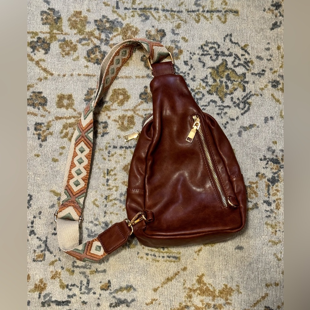 Aztec Sling Mini Backpack, Brown - image 8